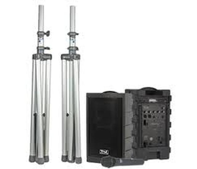 Speakers (2) On Stands With Wireless Microphone - Audio