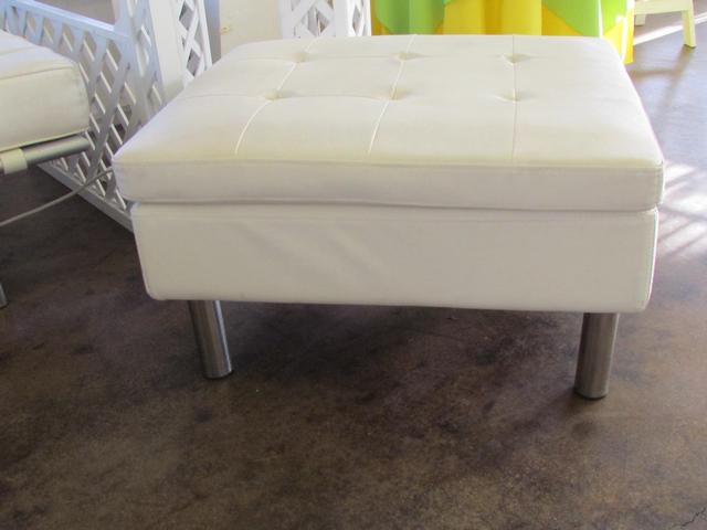 White Leather Ottoman 26"x30"