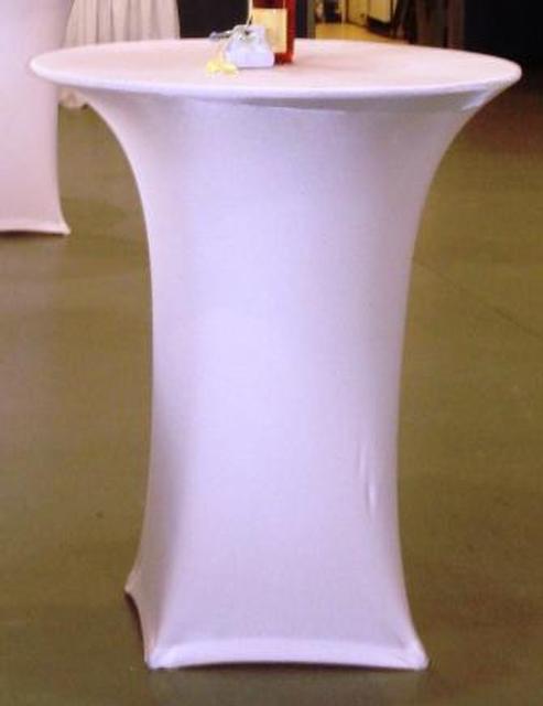 Spandex Fitted, Fits 30" Round 42" Tall Table, White - Spandex Fitted Linens