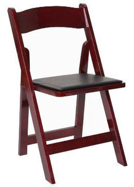 Wood Mahogany Folding chair with Black pad