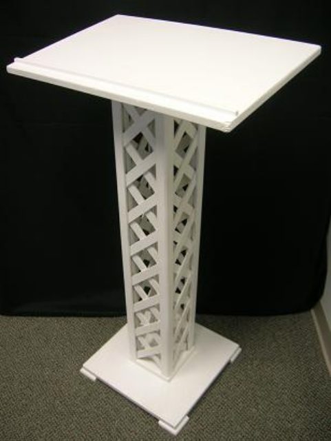 Podium/Guest Book Stand, White Wood - Decorative Accessories